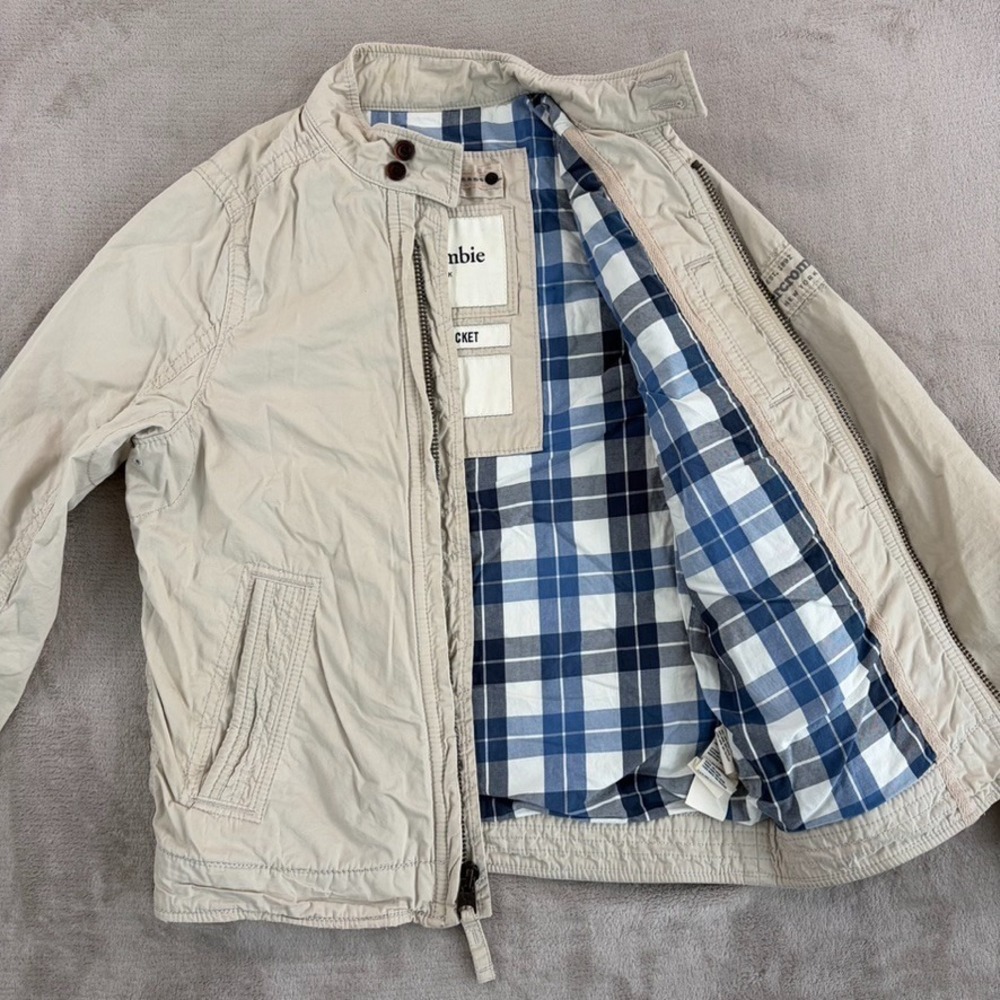 Vintage Y2K Abercrombie & Fitch Hamilton Jacket Women XL Moto Collar Plaid Lined